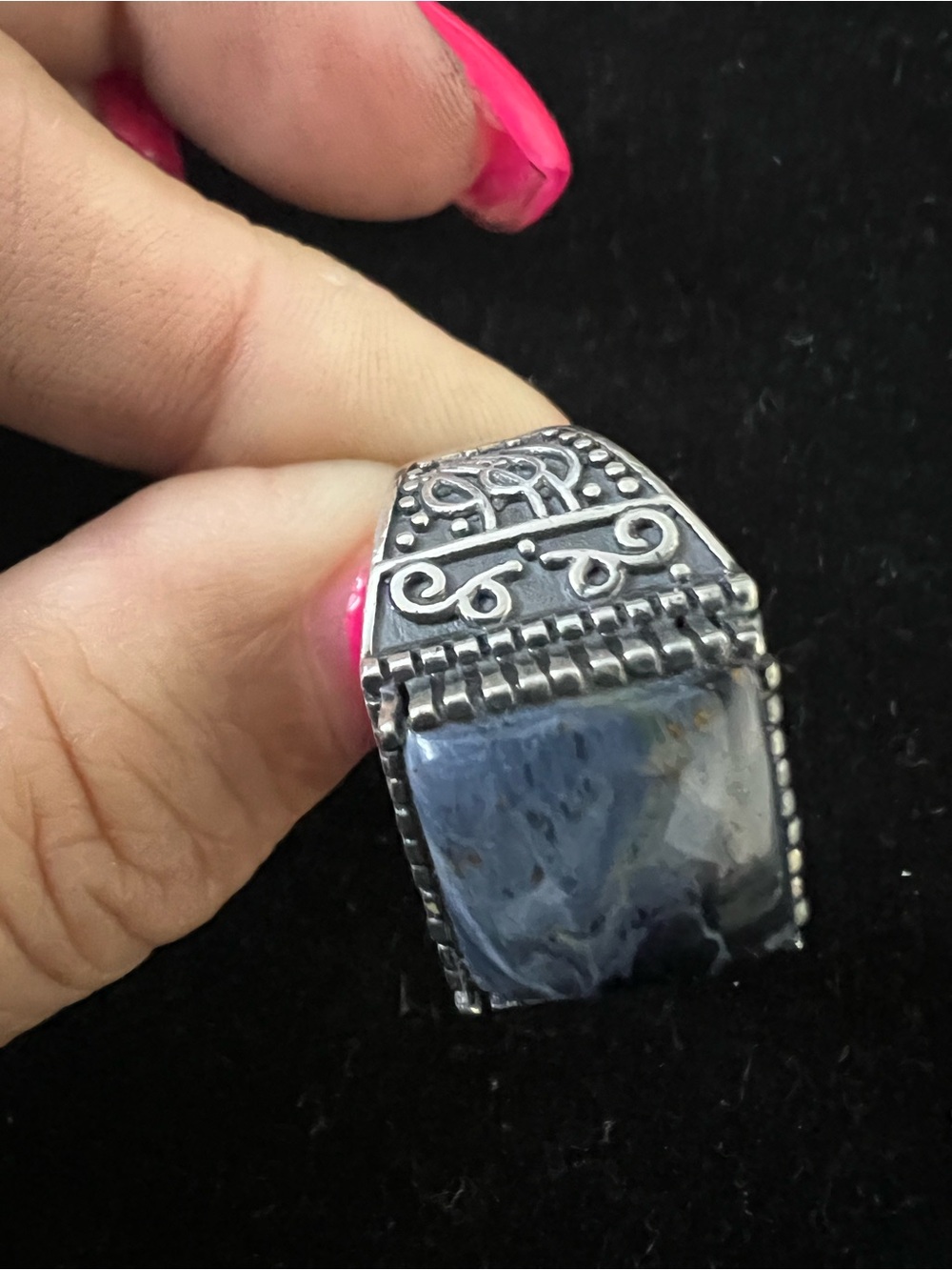 STAUER CHESSMAN STERLING SILVER PIETERSITE  RING